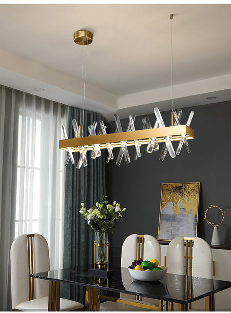 Pendant Light - Modern Rectangle Crystal Chandelier Gold LED for Living Room Kitchen Island SW-36210345 - SWEET-LIGHTS