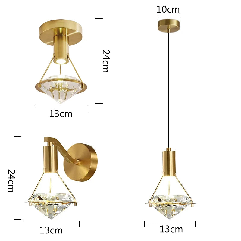 Wall Light - Modern LED Creative Diamond Crystal Wall Lamp Bedroom Bedside Living Room Sconce Indoor Lighting SW-36210123 - SWEET-LIGHTS