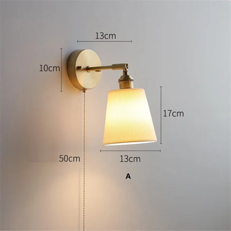 Wall Light - Modern White Ceramic Wall Mounted Lamps for Hotel Bedroom Bedside Pull Switch Sconce Nordic Hallway Aisle SW-36210458 - SWEET-LIGHTS