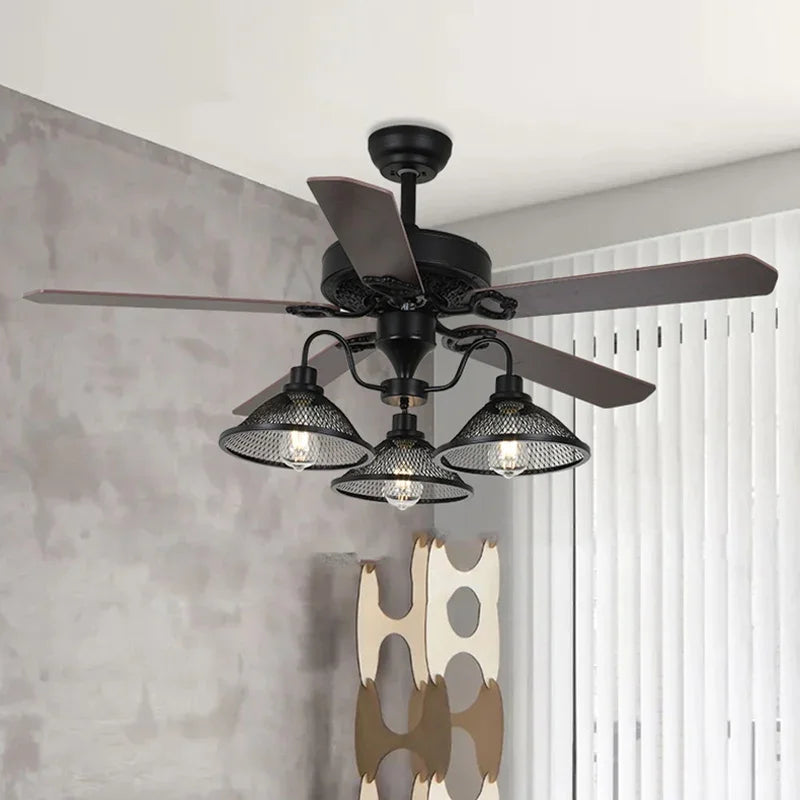 Fans - Rustic Industrial Ceiling Fan with Light and Remote Control SW-36210927 - SWEET-LIGHTS