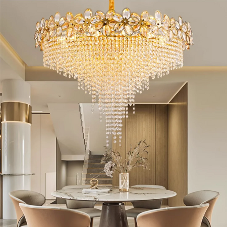 Chandelier - Modern Flower Crystal Tassel Ceiling Pendant Lights SW-36210347 - SWEET-LIGHTS
