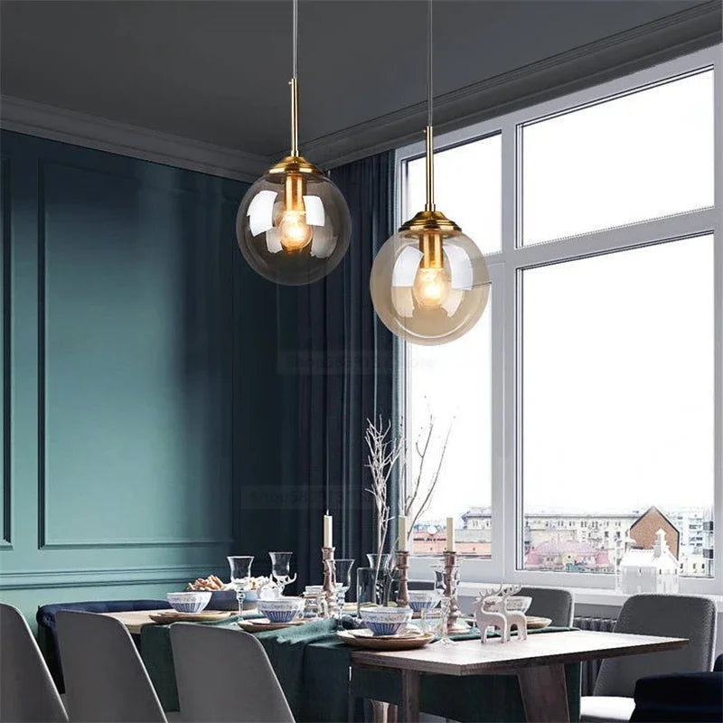 Pendant Light - Nordic Gray Glass Ball Island Pendant Lamp SW-36210678 - SWEET-LIGHTS