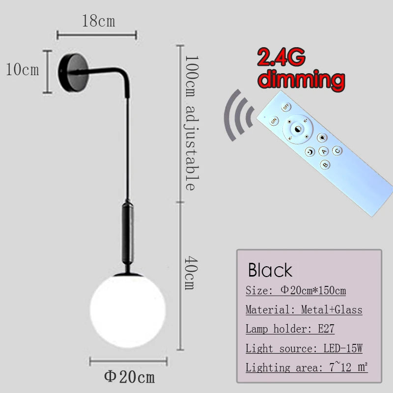 Wall Light - Nordic 2.4G Remote Control Dimming Black/Gold Lamp SW-36210345 - SWEET-LIGHTS