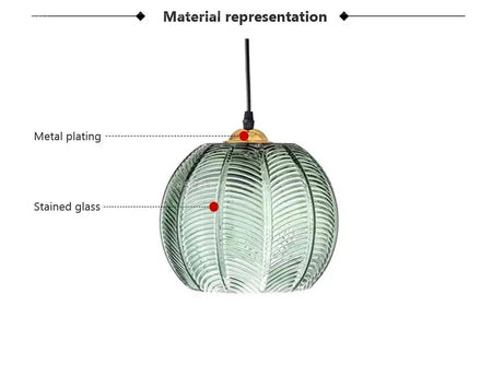 Pendant Light - Nordic Glass Green Leaf Pattern Fixture SW-36210789 - SWEET-LIGHTS