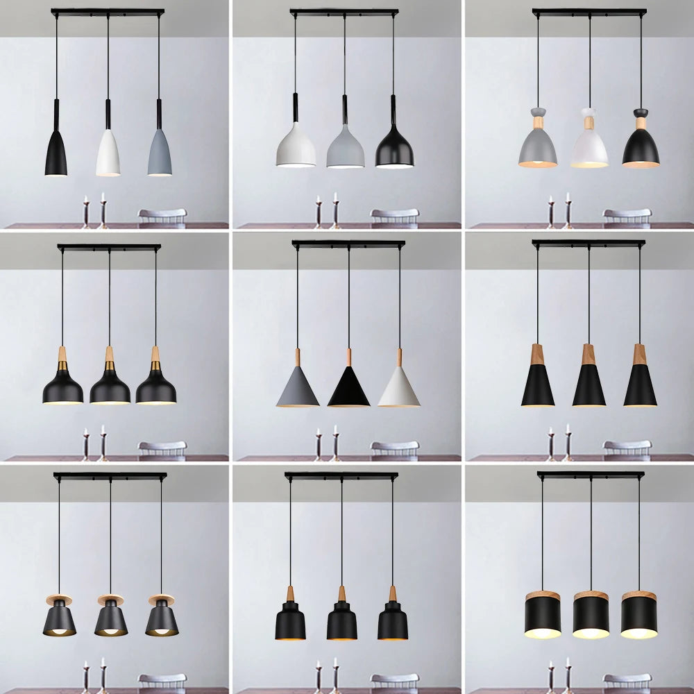 Pendant Light - Modern 3 Heads Wood Aluminum Chandelier Black SW-36210478 - SWEET-LIGHTS