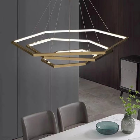 Pendant Light - Modern Luxury Gold Hexagon LED Chandelier SW-36210578 - SWEET-LIGHTS
