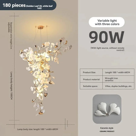 Chandelier - NEW Luxury Staircase Ginkgo Leaf Pendant Lighting SW-36210347 - SWEET-LIGHTS
