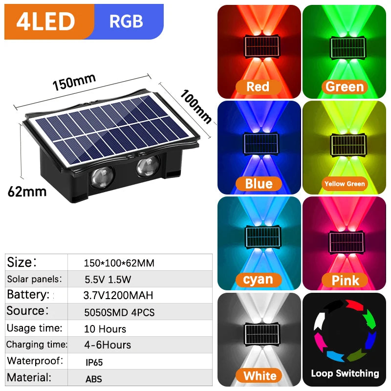Outdoor Light - Wall Lamp Led House Solar Waterproof Up And Down Lighting Garden Exterior SW-36210457 - SWEET-LIGHTS