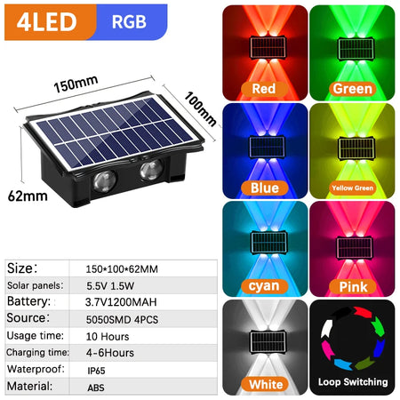 Outdoor Light - Wall Lamp Led House Solar Waterproof Up And Down Lighting Garden Exterior SW-36210457 - SWEET-LIGHTS