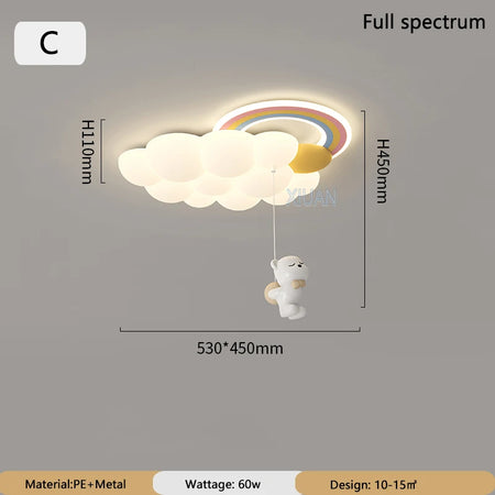 Children Lighting - Cartoon Cloud Rainbow Ceiling Light Bear Horse Rabbit Bedroom Lamps Eye Care Chandelier SW-36210345 - SWEET-LIGHTS