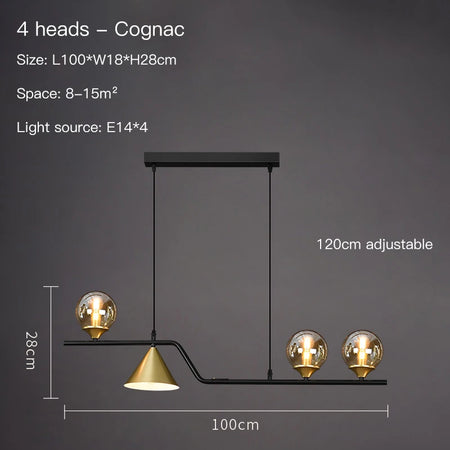 Pendant Light - Nordic Black LED Chandelier E14 Glass Ball SW-36210374 - SWEET-LIGHTS
