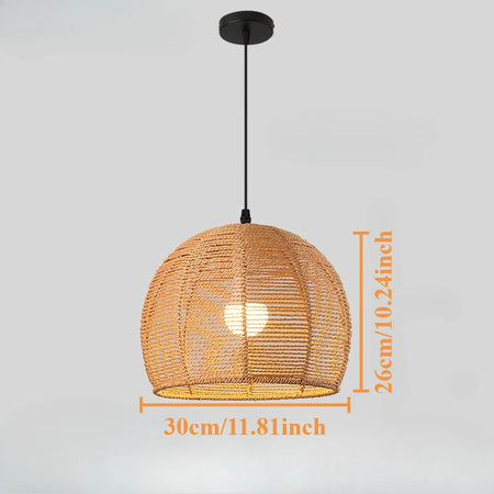 Pendant Light - Boho Rattan Pendant Light Fixture Vintage Farmhouse E27 Hand Woven Hemp Rope Hanging Chandelier SW-36210739 - SWEET-LIGHTS