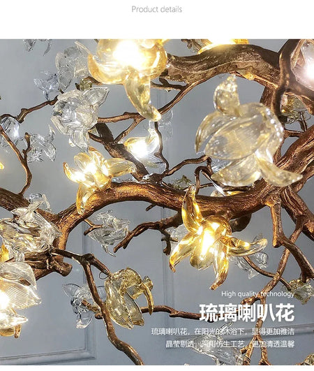 Chandelier - Style Vintage Copper Flower LED Light SW-36210458 - SWEET-LIGHTS