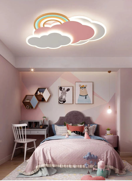 Children Lighting - Romantic Rainbow Cloud Ceiling Lamps 50cm 60cm Pink Light Remote Control SW-36210345 - SWEET-LIGHTS