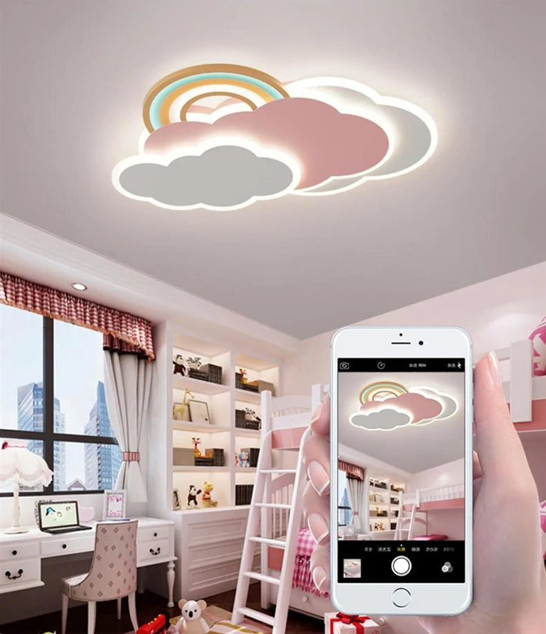 Children Lighting - Romantic Rainbow Cloud Ceiling Lamps 50cm 60cm Pink Light Remote Control SW-36210345 - SWEET-LIGHTS