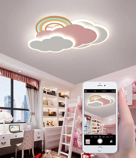 Children Lighting - Romantic Rainbow Cloud Ceiling Lamps 50cm 60cm Pink Light Remote Control SW-36210345 - SWEET-LIGHTS
