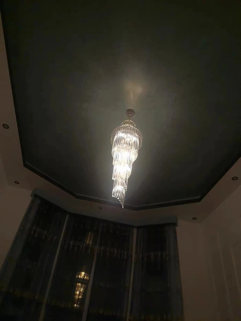 Chandelier - Long Crystal Staircase Gold Modern Lamp Luxury Villa Home Decor SW-36210458 - SWEET-LIGHTS