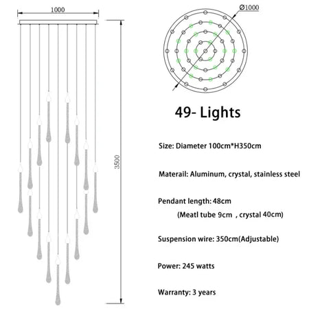 Chandelier - Modern Crystal LED Chandelier Gold Long Stair Fixtures SW-36210354 - SWEET-LIGHTS