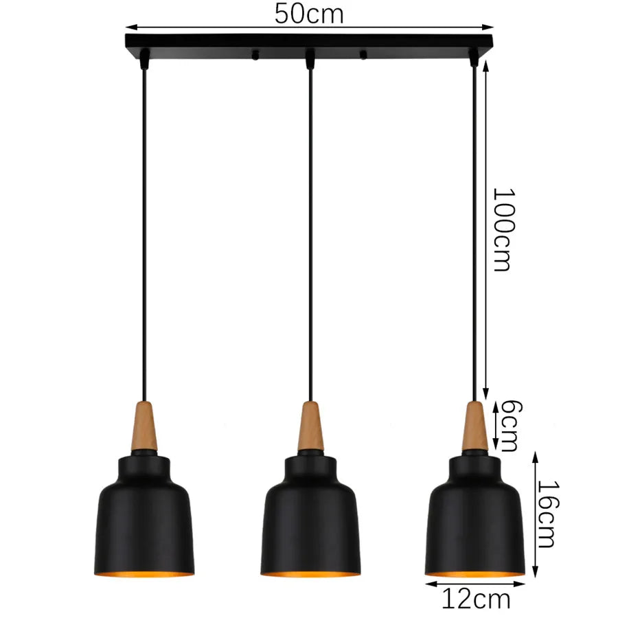Pendant Light - Modern 3 Heads Wood Aluminum Chandelier Black SW-36210478 - SWEET-LIGHTS