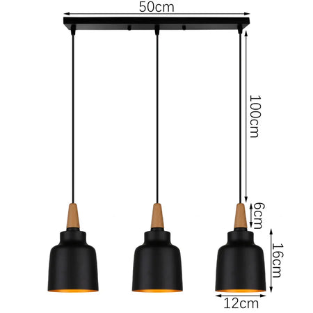 Pendant Light - Modern 3 Heads Wood Aluminum Chandelier Black SW-36210478 - SWEET-LIGHTS