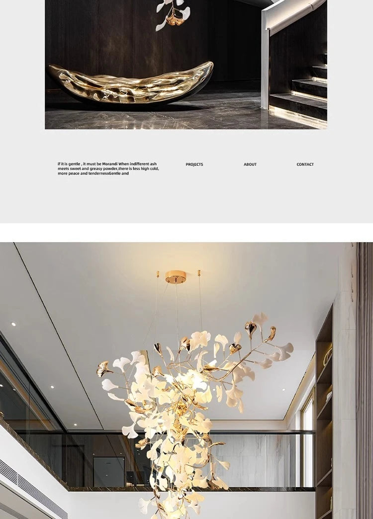 Chandelier - NEW Luxury Staircase Ginkgo Leaf Pendant Lighting SW-36210347 - SWEET-LIGHTS
