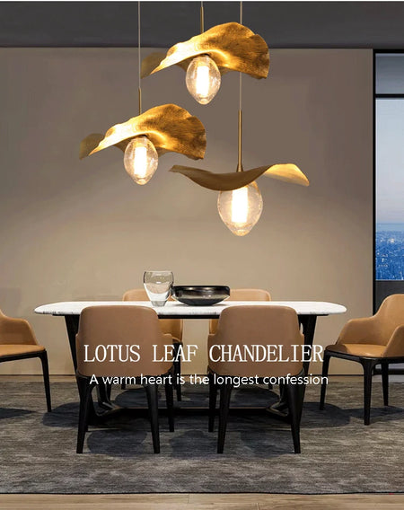 Pendant Light - Lotus Leaf Minimalist Hammered Brass Lamp SW-36210345 - SWEET-LIGHTS