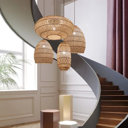 Pendant Light - SANDYHA Japanese Rattan Chandelier LED Lamp for Living Room Dining SW-36210438 - SWEET-LIGHTS