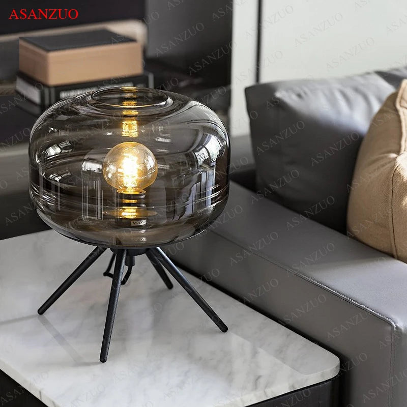 Table Lamp - Modern Blue Glass E27 Desk Lamp for Bedroom Decor SW-36210457 - SWEET-LIGHTS