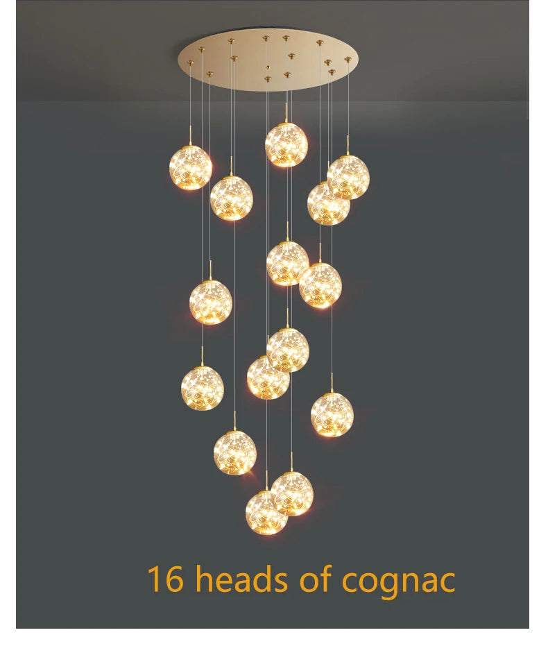 Pendant Light - Modern Led Chandelier Glass Ball Dimmable for Staircase Living Room SW-36210345 - SWEET-LIGHTS