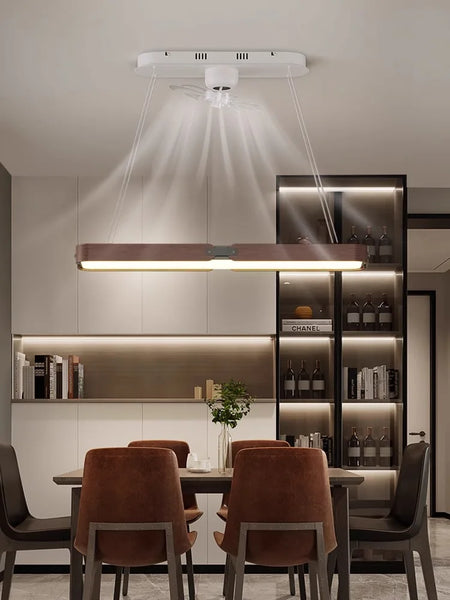 Fans - BOSSEN Modern Walnut Fan Lamp for Living Room Decor SW-36210348 - SWEET-LIGHTS