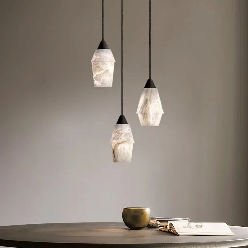 Pendant Light - Natural Marble Alabaster Copper Chandelier SW-36210349 - SWEET-LIGHTS