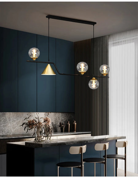 Pendant Light - Nordic Black LED Chandelier E14 Glass Ball SW-36210374 - SWEET-LIGHTS