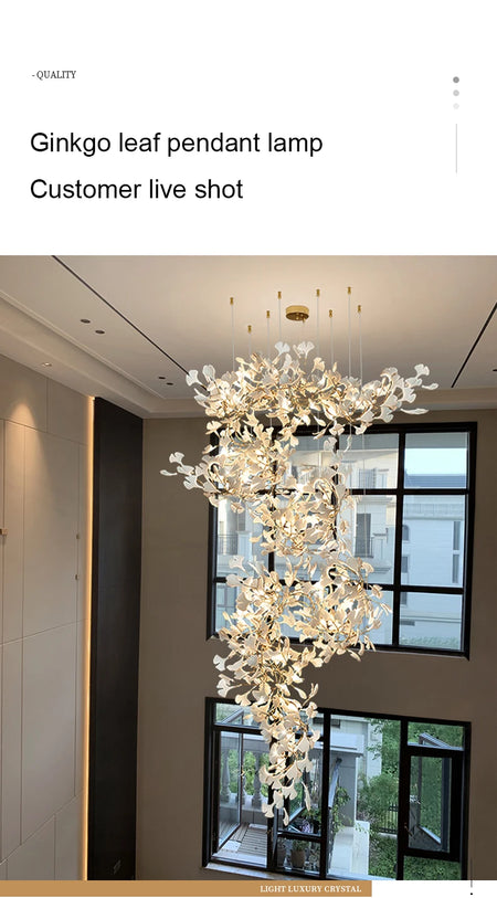 Chandelier - Nordic Ginkgo Leaf Hanging Light for Modern Spaces SW-36210789 - SWEET-LIGHTS