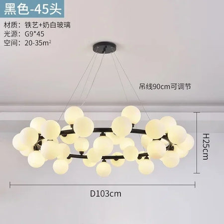 Pendant Light - Nordic LED Glass Ball Chandelier Gold Black Home Decor Lamp SW-36210234 - SWEET-LIGHTS