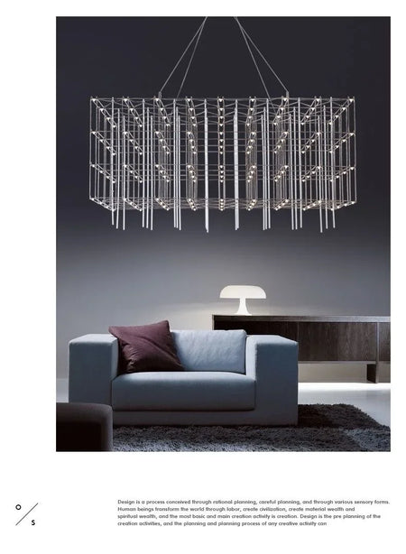 Chandelier - Chrome Square LED Pendant Lamp Stainless Steel For Hall Foyer Restaurant Adjustable Cord SW-36210487 - SWEET-LIGHTS
