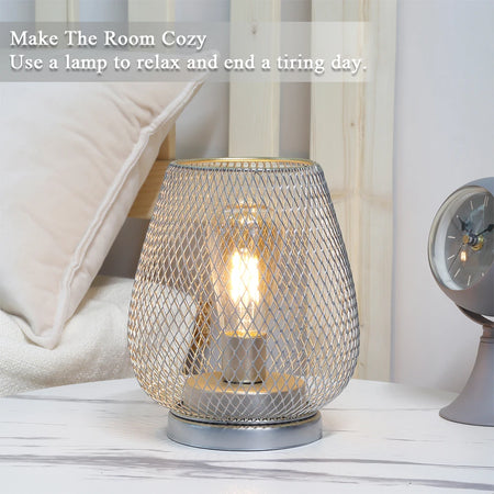 Table Lamp - Set of 2 Metal Cage Vintage Battery Operated LED Lanterns SW-36210789 - SWEET-LIGHTS