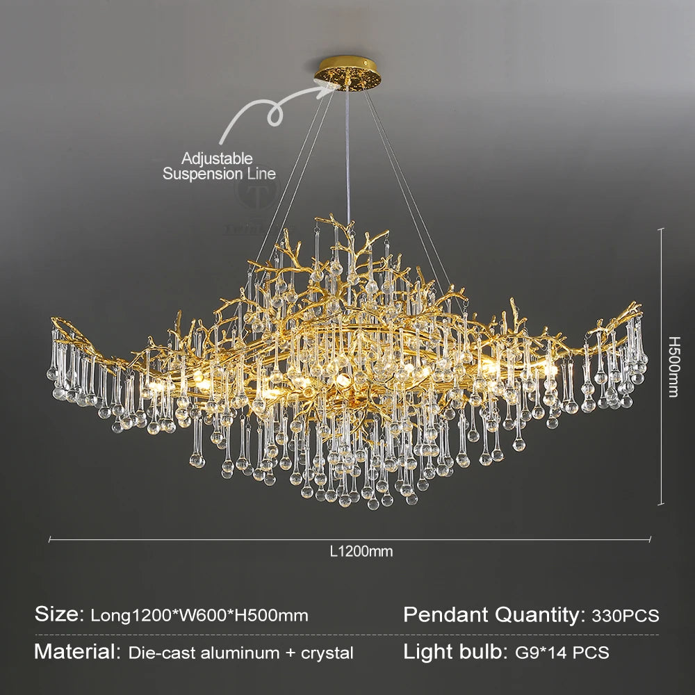 Chandelier - Modern Luxury Crystal Chandelier Gold For Kitchen Dining Living Room Bedroom SW-36210458 - SWEET-LIGHTS