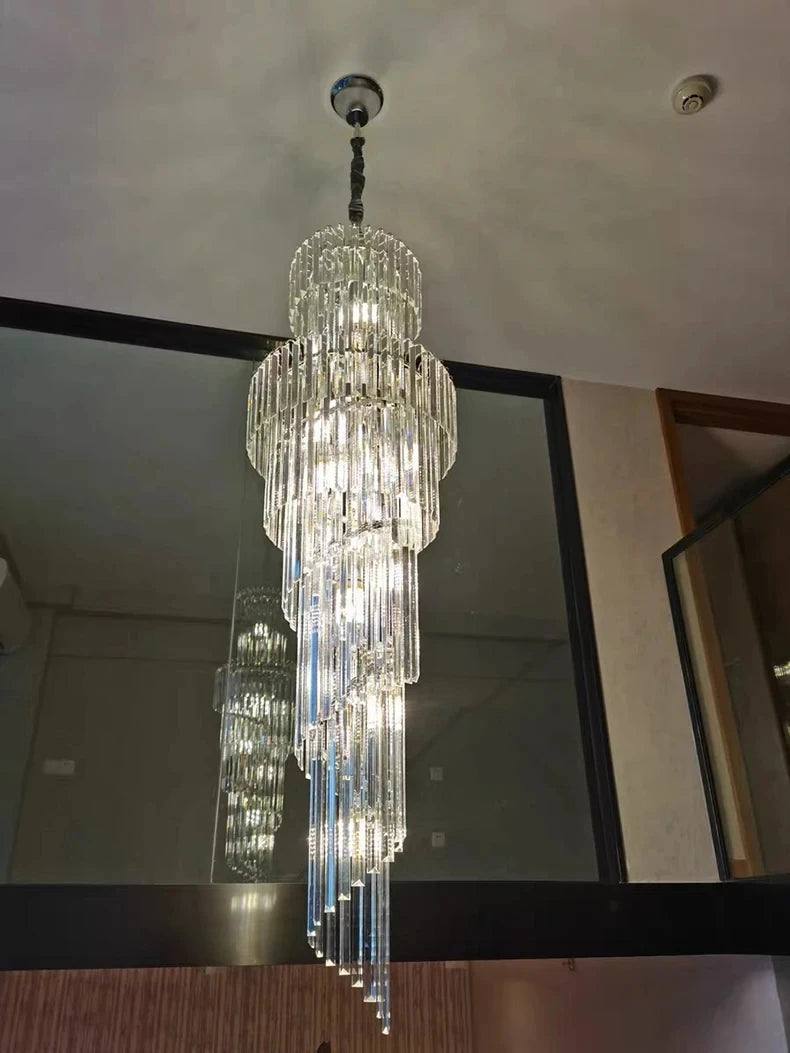 Chandelier - Long Crystal Staircase Gold Modern Lamp Luxury Villa Home Decor SW-36210458 - SWEET-LIGHTS