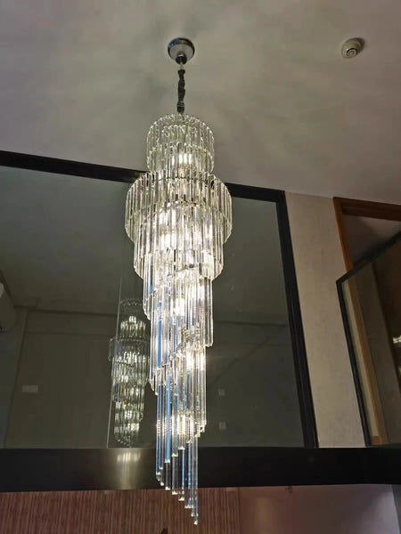 Chandelier - Long Crystal Staircase Gold Modern Lamp Luxury Villa Home Decor SW-36210458 - SWEET-LIGHTS