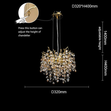 Chandelier - Luxury Gold Crystal Pendant Light for Dining Room SW-36210347 - SWEET-LIGHTS