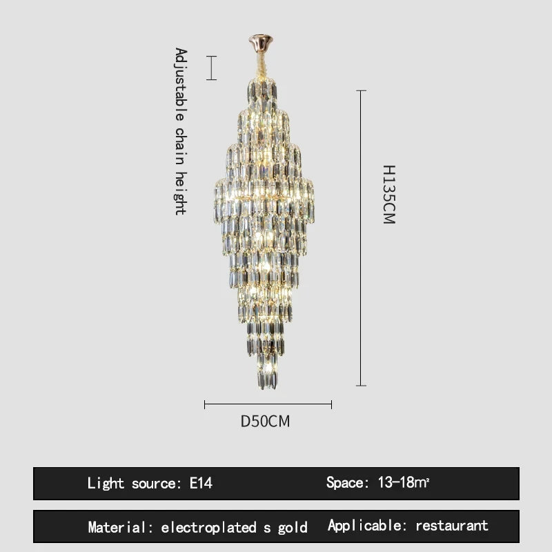 Chandelier - Duplex Building Villa Living Room Crystal Lamp SW-36210457 - SWEET-LIGHTS