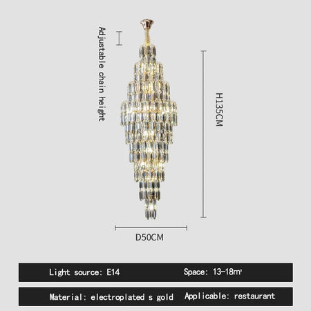 Chandelier - Duplex Building Villa Living Room Crystal Lamp SW-36210457 - SWEET-LIGHTS
