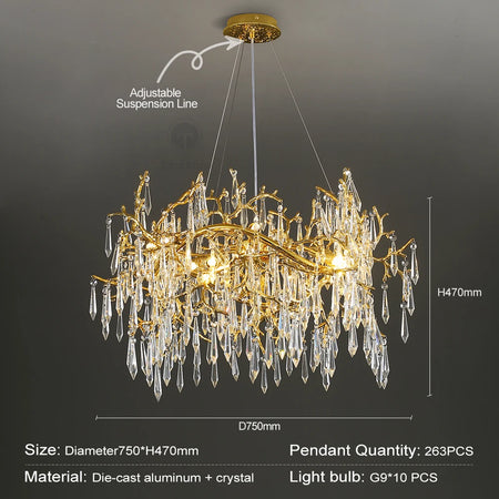 Chandelier - Modern Luxury Crystal Chandelier Gold For Kitchen Dining Living Room Bedroom SW-36210458 - SWEET-LIGHTS