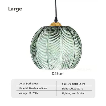 Pendant Light - Nordic Glass Green Leaf Pattern Fixture SW-36210789 - SWEET-LIGHTS