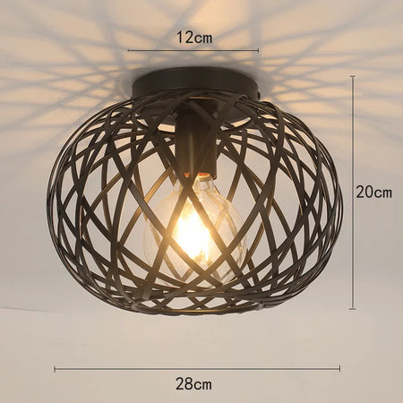 Ceiling Light - Bedroom Living Room Restaurant Kitchen Iron Mesh Black Retro Lamp SW-36210348 - SWEET-LIGHTS