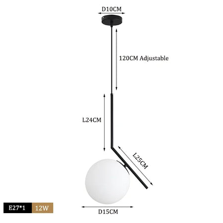 Pendant Light - Modern Glass Ball LED Hanging Lamp Brass Black Chrome SW-36210347 - SWEET-LIGHTS