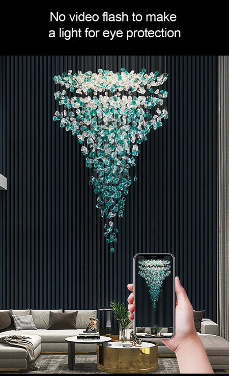 Chandelier - Luxury Large Green Crystal Stone for Lobby Staircase LED SW-36210347 - SWEET-LIGHTS