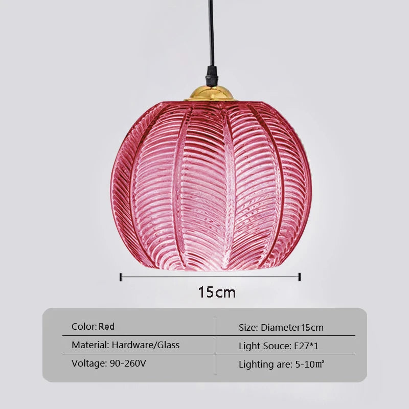Pendant Light - Nordic Glass Green Leaf Pattern Fixture SW-36210789 - SWEET-LIGHTS