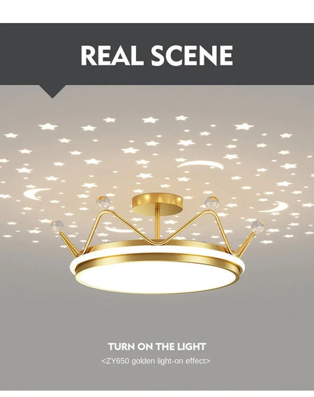 Children Lighting - Crown LED Dimmable Ceiling Chandelier Star And Moon Lamp Pendant Kids Room Decor SW-36210347 - SWEET-LIGHTS
