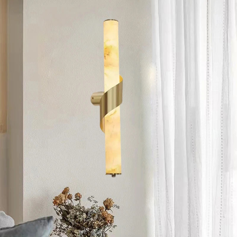 Wall Light - Art Deco Natural Marble Dimmable Copper LED Sconce SW-36210789 - SWEET-LIGHTS